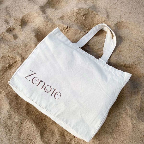 Cream Tote Bag on Beach