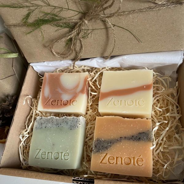 Selection of Four Luxury Soaps Presented In a Kraft Gift Box