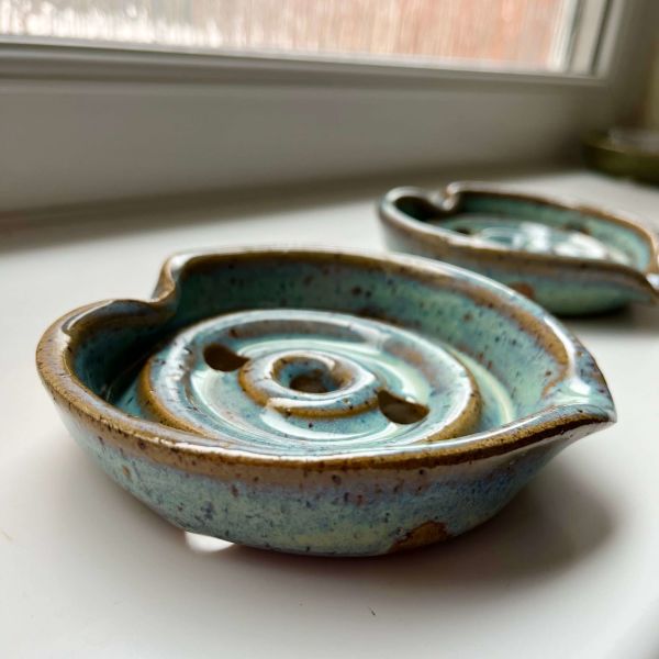 Blue Green Heart Soap Dish